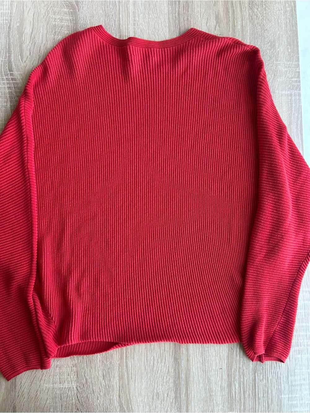 Wilfred Red Ribbed Crewneck Sweater Linen Blend Lightweight Aritzia S Small - Picture 5 of 5